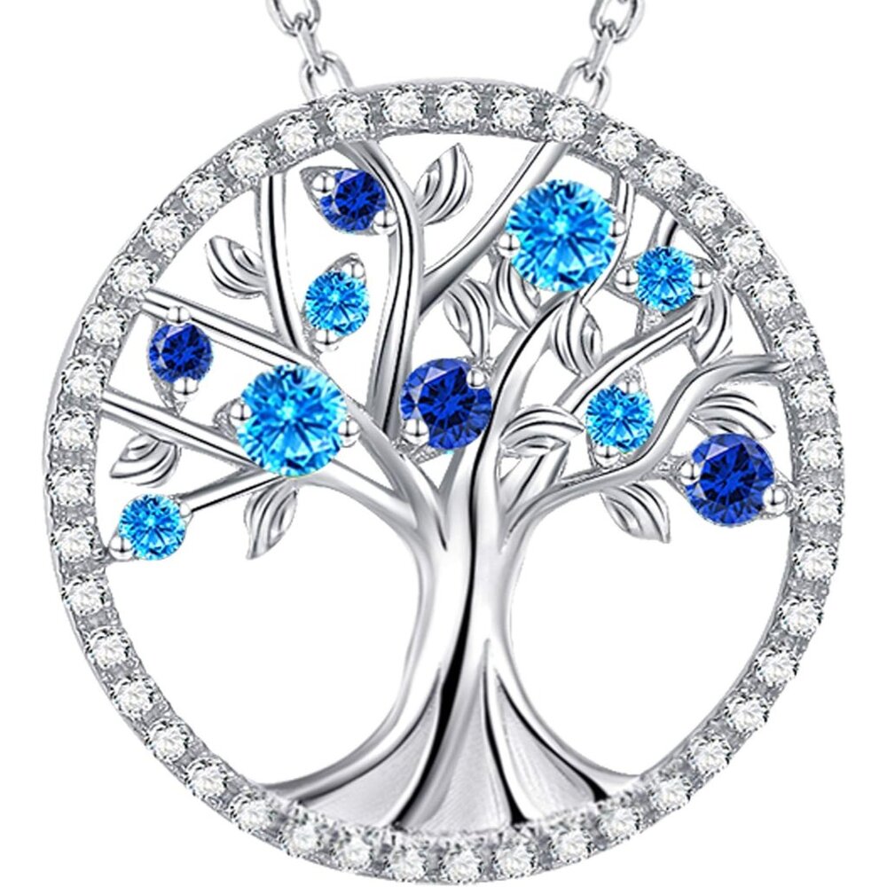 Tree of Life Necklace Birthday Gifts for Wife Mom January February Birthstones N